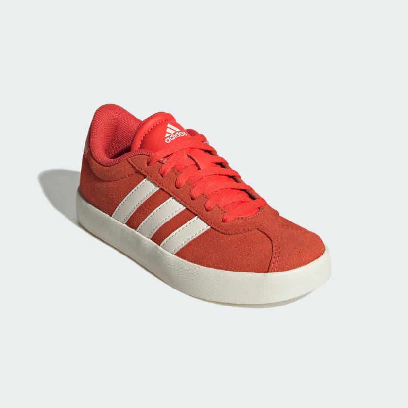 Adidas Kids VL Court 3.0 Sneakers - Red & White Athletic Shoes for Boys & Girls | Comfortable Running & Basketball Shoes for School & Play