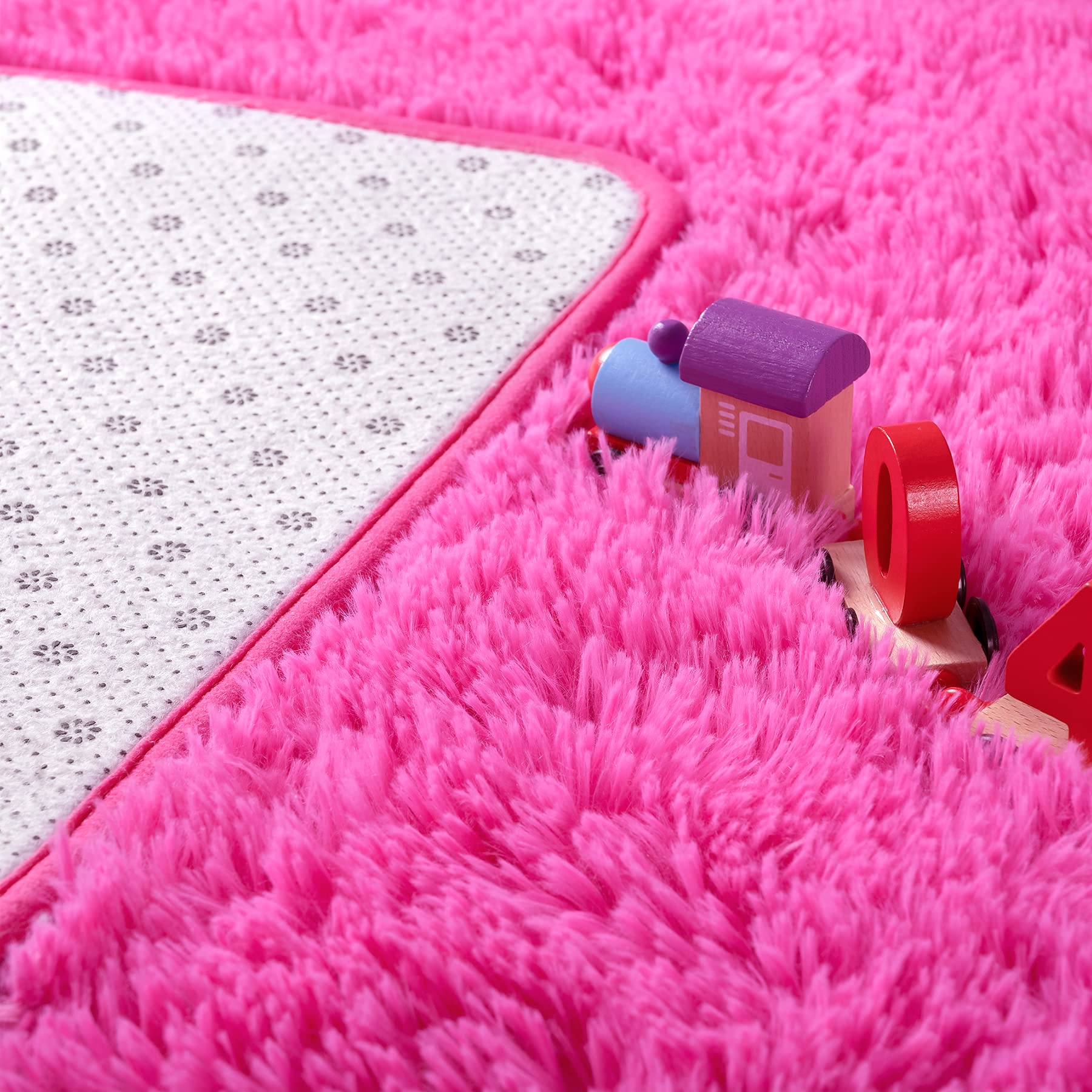 Noah's Fluffy Plush Fuzzy Rug for Kids Room, Living Room, Nursery - Soft Shaggy Furry Carpet for Modern Indoor Decor - Cute Boys & Girls Bedroom Rug (3x5 Feet, Hot Pink) - Perfect for Playrooms, Dorm Rooms & Cozy Spaces