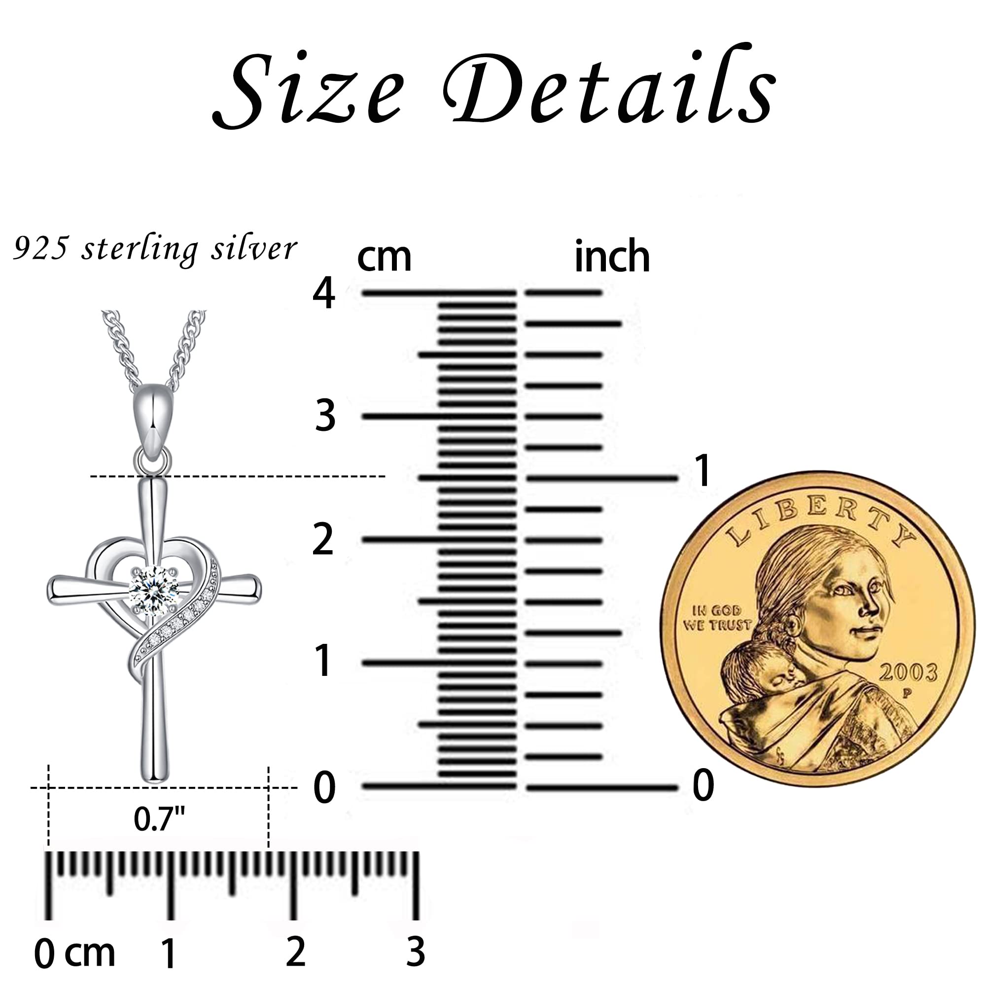 925 Sterling Silver CZ Cross Pendant Necklace for Women & Men - Religious Christian Jewelry - Sparkling Cubic Zirconia Crucifix - Perfect for Church, Baptism, Weddings & Everyday Faith Fashion