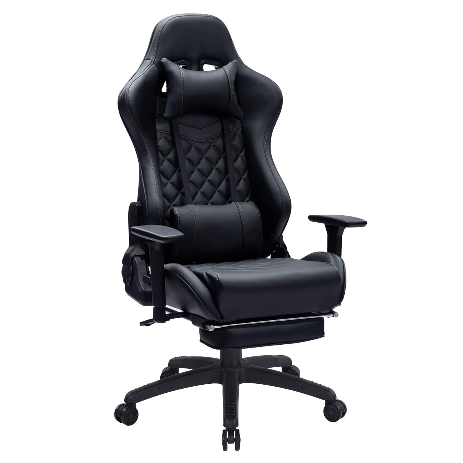 Blue Whale Ergonomic Gaming Chair for Adults - Heavy Duty 350lbs Capacity, Adjustable Lumbar Support, Headrest & Footrest - Oversized Reclining Computer Chair with Adjustable Armrests - Perfect for Home Office, Gaming Setup and Workstation