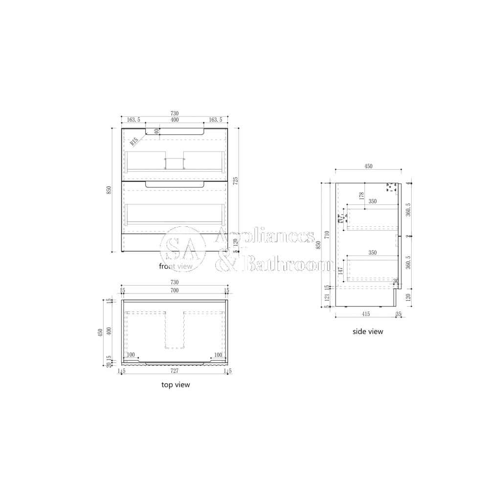 Aulic 750mm Lovina Modern Bathroom Vanity with Solid Surface Top - Snow White Countertop, CA56 750 ST46FT - Perfect for Small Bathrooms & Powder Rooms