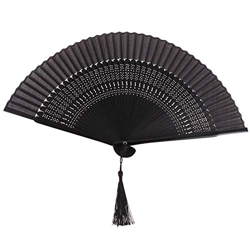 Vintage Chinese Style Handheld Folding Fan - S Shape Hollow Black Dance Performance Fan, Decorative Craft Hand Fan for Summer Cooling, Party Favors, Gifts & Cultural Events | Perfect for Dance Performances, Wedding Decor, Asian Themed Parties & Home Decoration