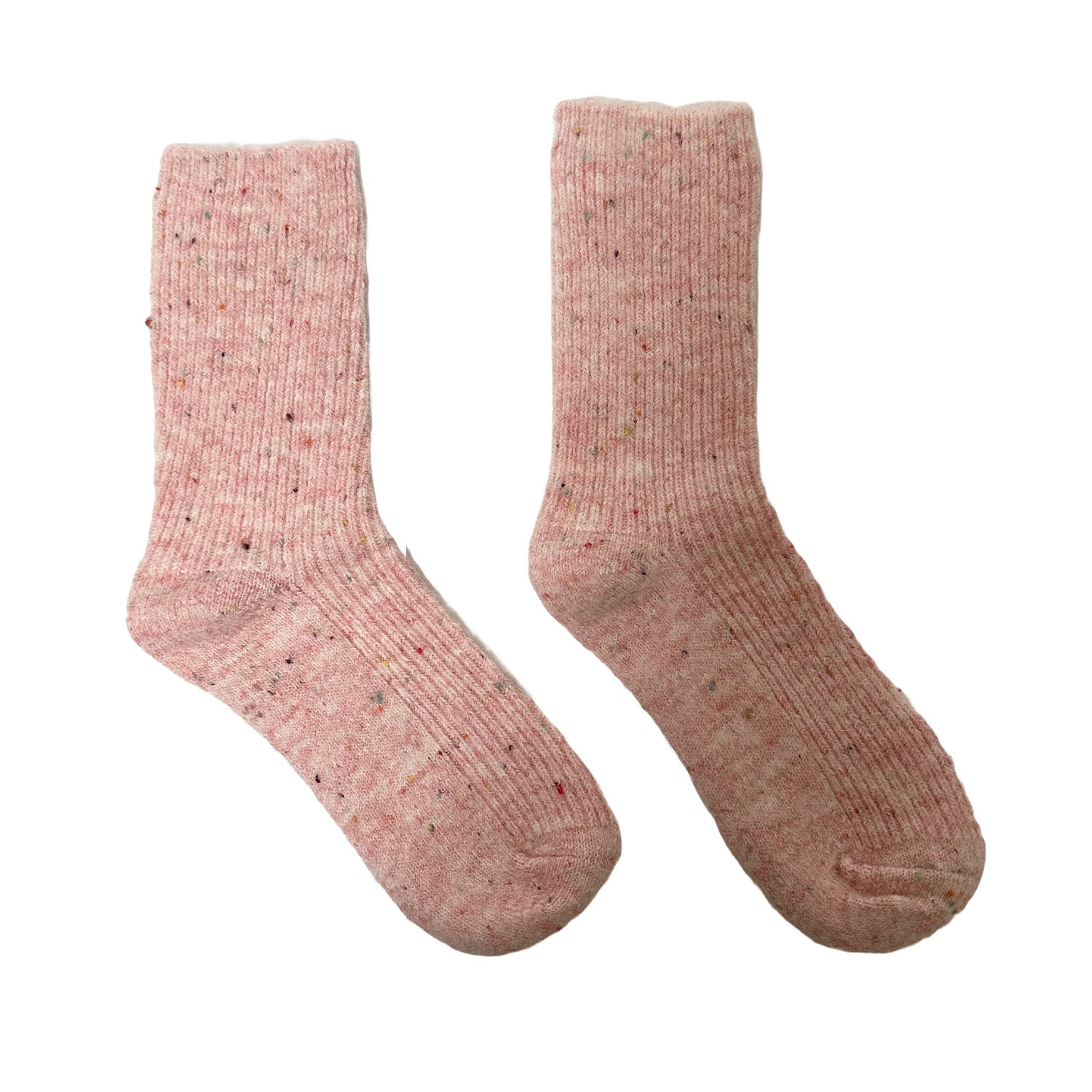 FLOOF Women's Speckled Wool Blend Socks - Soft & Warm Pink Winter Socks for Women - Perfect for Cold Weather, Hiking & Cozy Home Wear