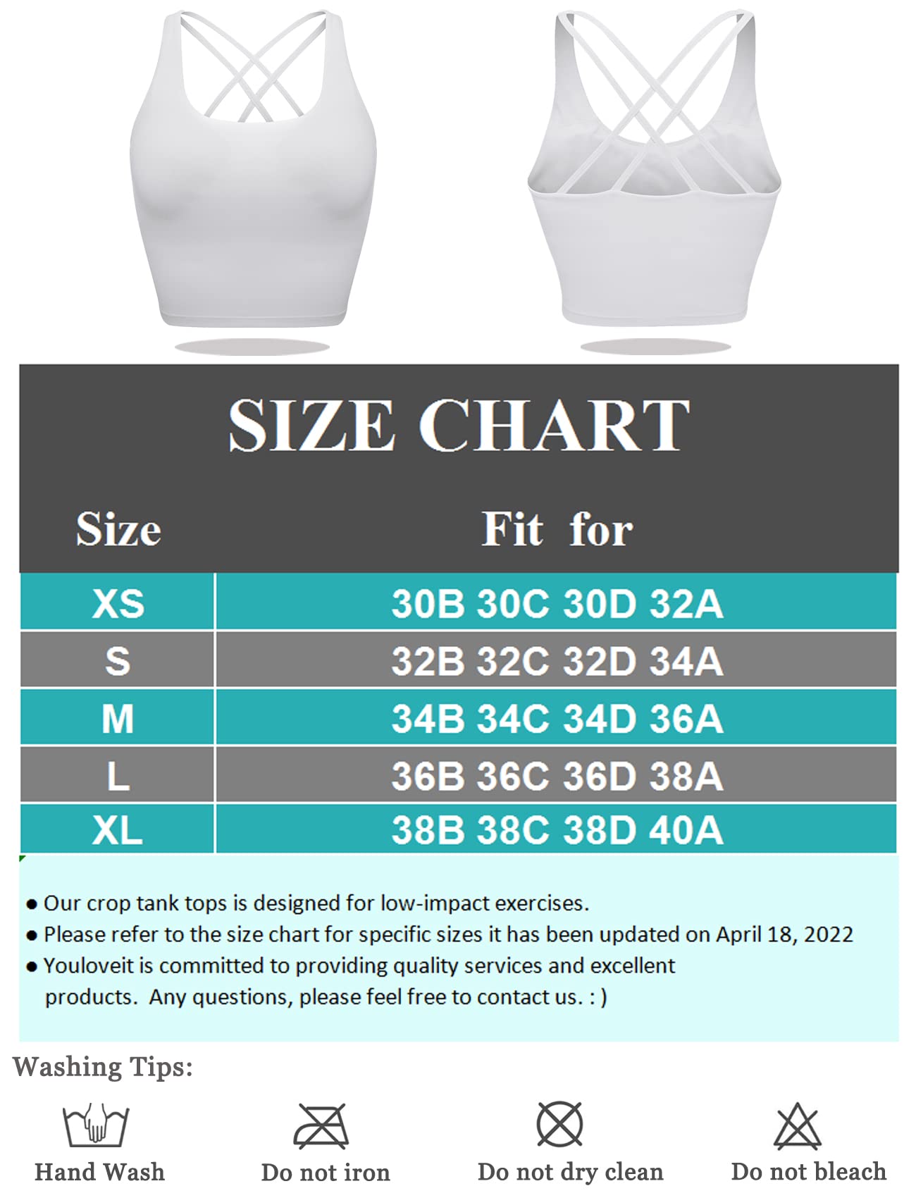 Youloveit Women's Sports Bras - Padded Longline Yoga Cami Crop Tank Tops with Built-in Bra for Running, Workout & Gym