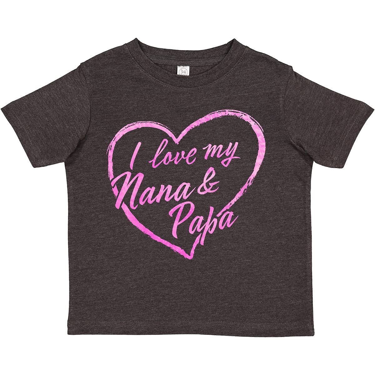 Inktastic I Love My Nana and Papa Pink Chalk Heart Toddler T-Shirt - Cute Grandparents Gift for Toddlers, Birthday & Family Reunion Outfit