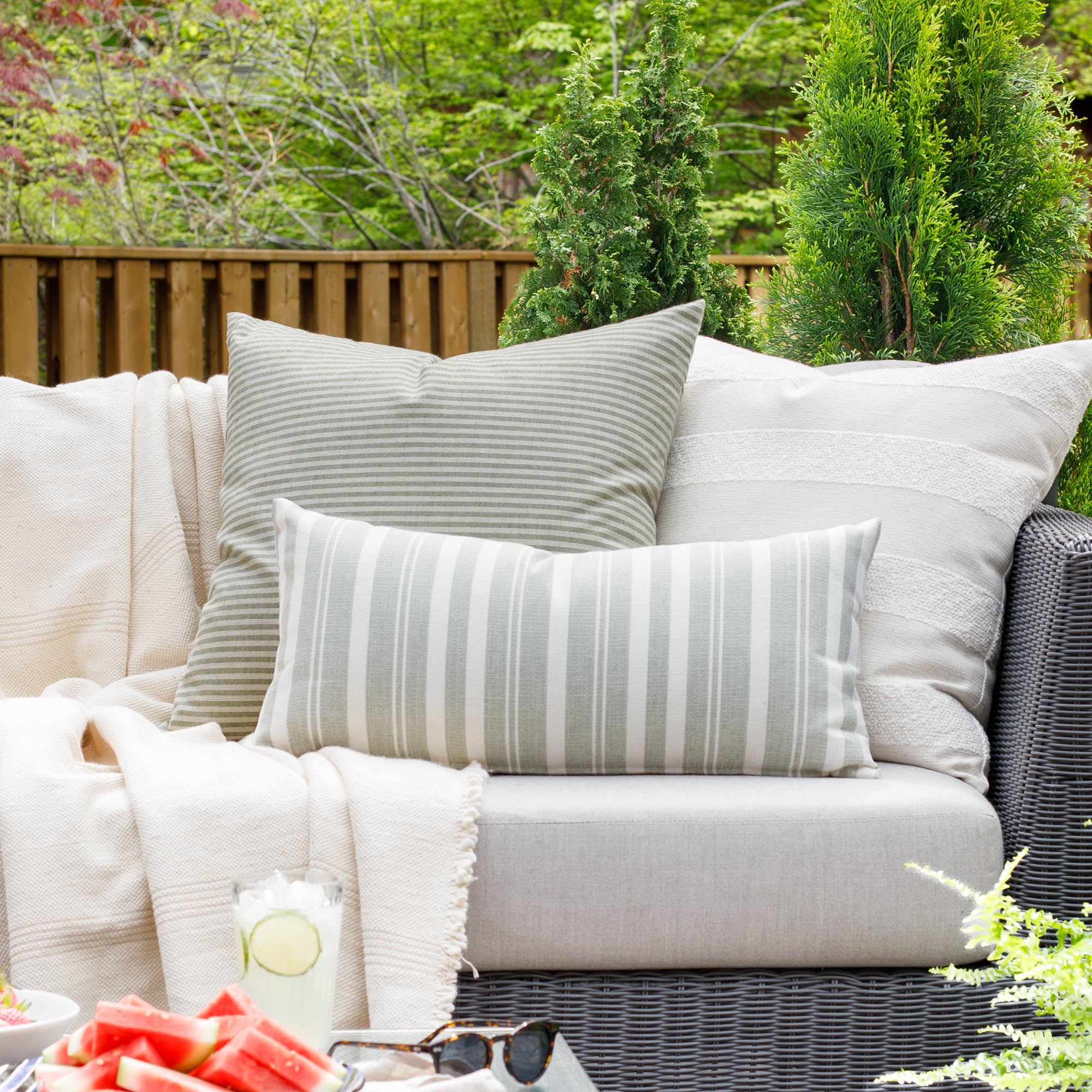 Tranquil 12x24 Outdoor Lumbar Pillow in Sage Green - Waterproof Patio Cushion for Garden, Poolside & Porch Relaxation
