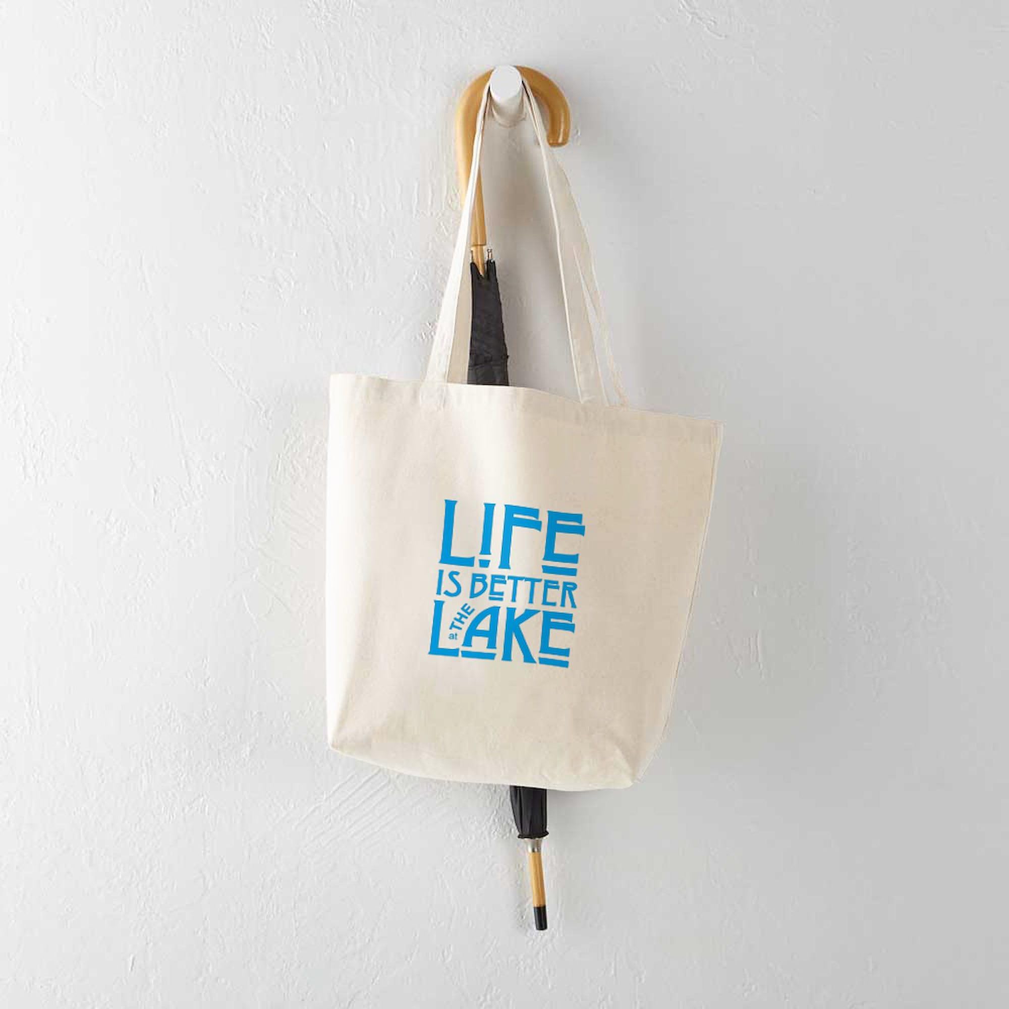 Life Is Better At The Lake Tote Bag - Natural Canvas Reusable Shopping Bag for Groceries, Beach Trips & Daily Errands