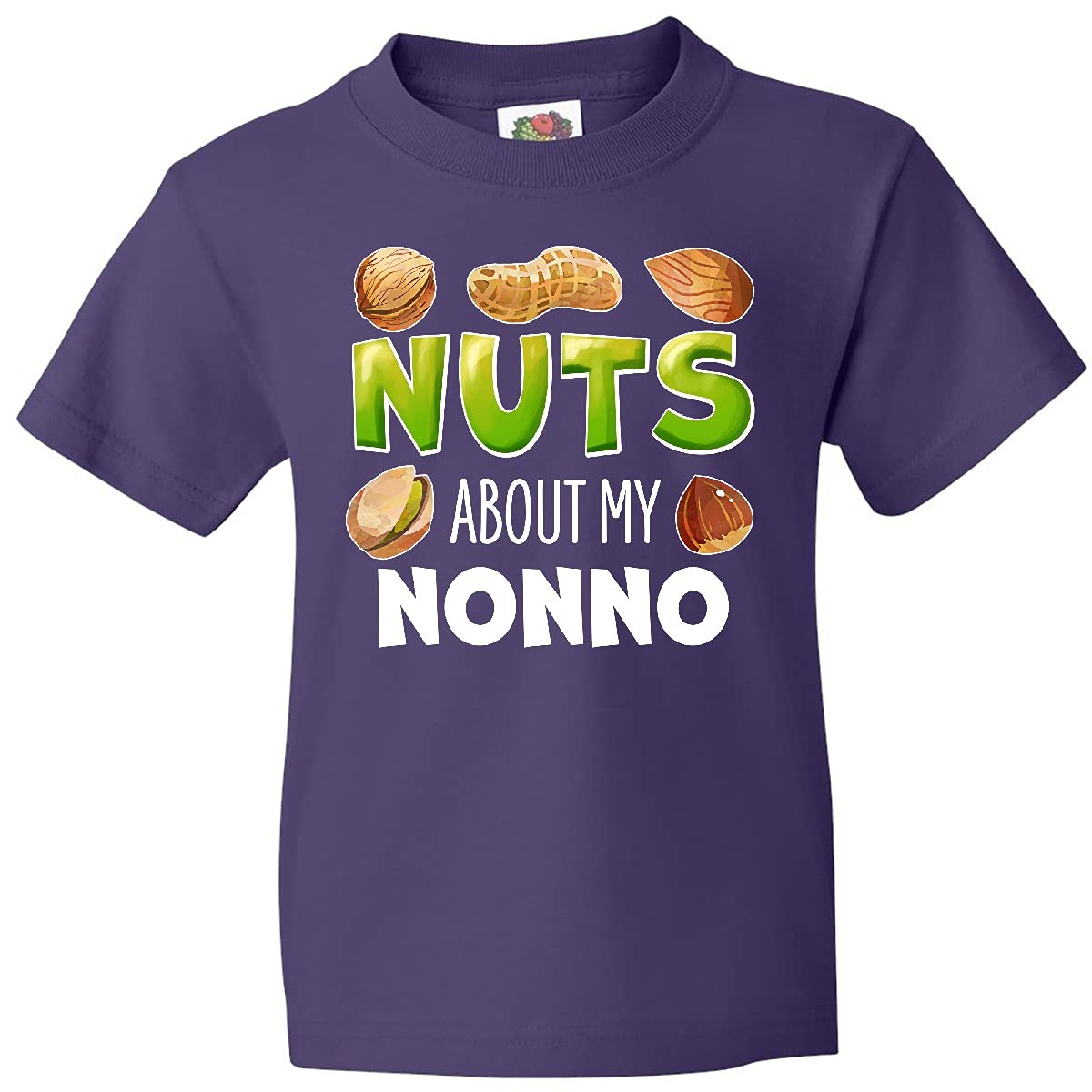 Inktastic Nuts About My Nonno Peanut Almond Pistachio Youth T-Shirt - Funny Italian Grandpa Gift for Kids & Grandchildren