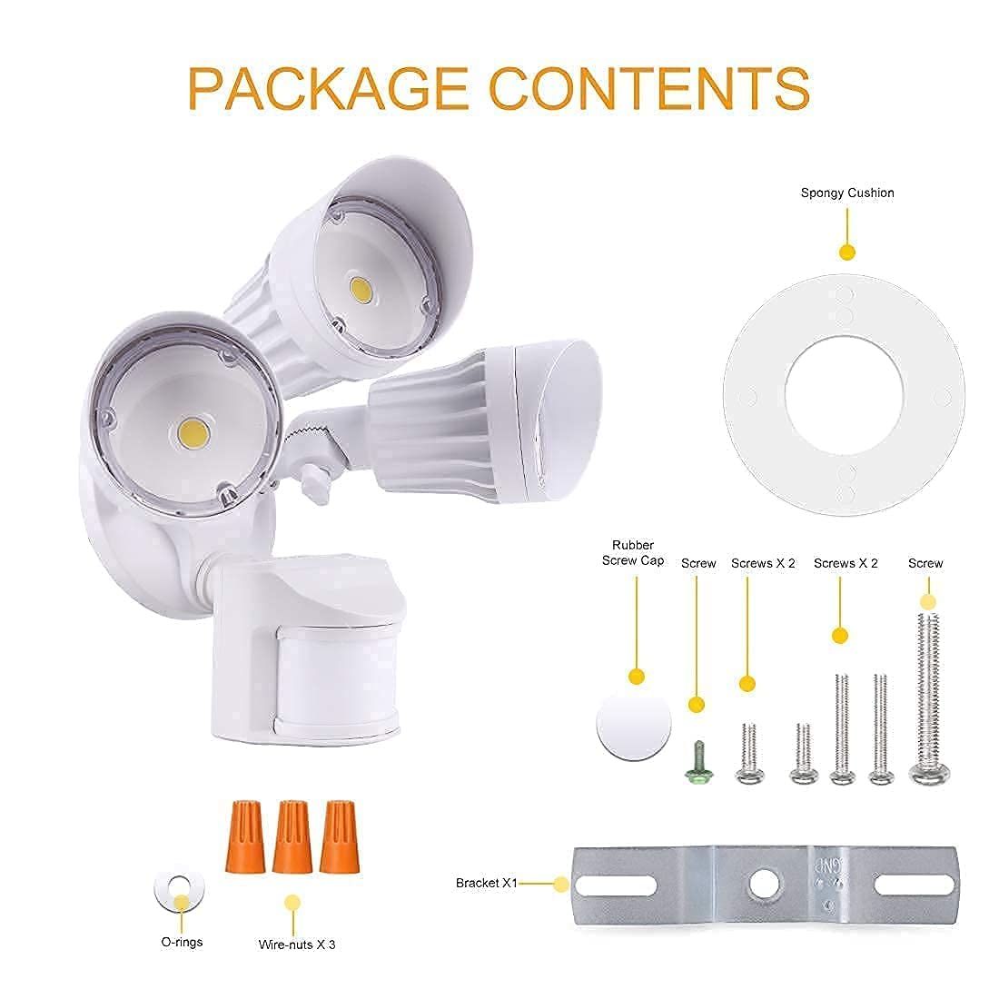 JJC LED 2-Pack Safety Lights - 20W 2000LM & 30W 3000LM 5000K Daylight White, IP65 Waterproof Motion Sensor Flood Light for Outdoor Security, Yard, Garage, and Pathway Lighting