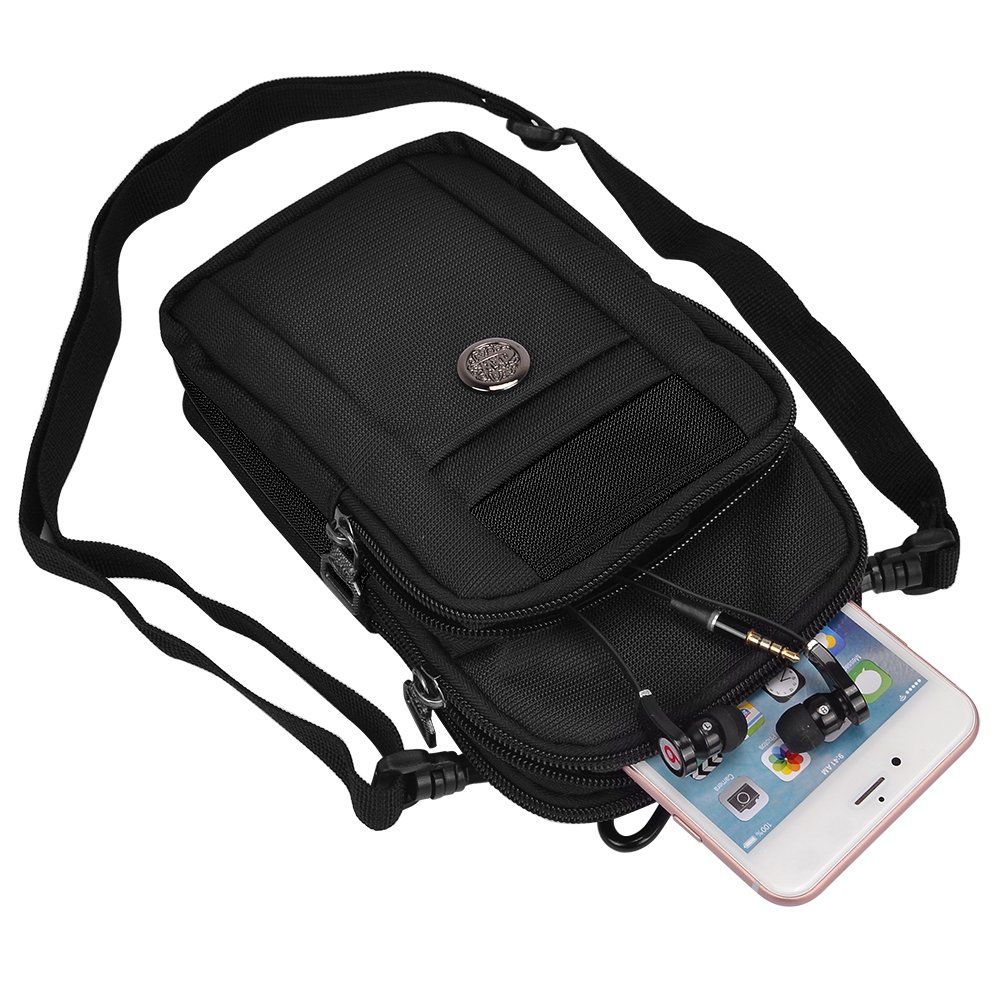 Waterproof Crossbody Phone Pouch for iPhone 15/14/13/12 & Samsung Galaxy S24/S23/S22 - Travel Essentials Belt Clip Holster Bag (Black) | Perfect for Hiking, Running, Shopping & Outdoor Adventures
