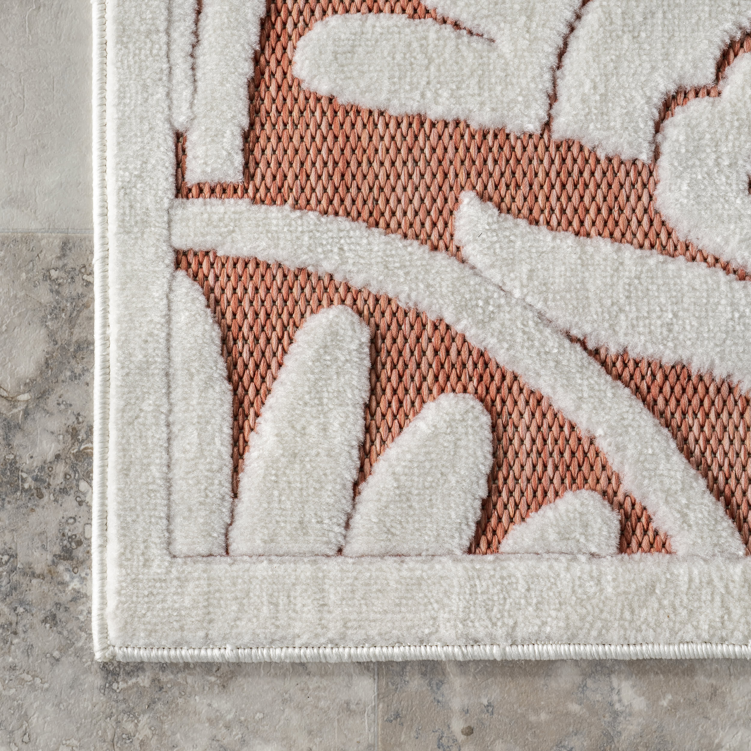 Annis Anthemion Indoor Outdoor Rug - Non-Slip, Durable, Water-Resistant - Perfect for Living Room, Patio, or Deck - Brick Red Design