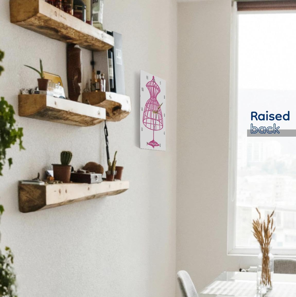 3D Rose Pink Dress Form Wall Clock - 10 x 10 Inch Stylish Home Decor for Bedroom, Living Room & Office | Unique Fashion-Inspired Timepiece for Women & Girls