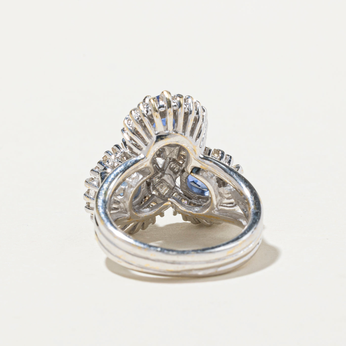 1.23ct Sapphire & 0.67ctw Diamond Cocktail Ring - Size 4.5 | Elegant Evening Wear & Special Occasion Jewelry for Women