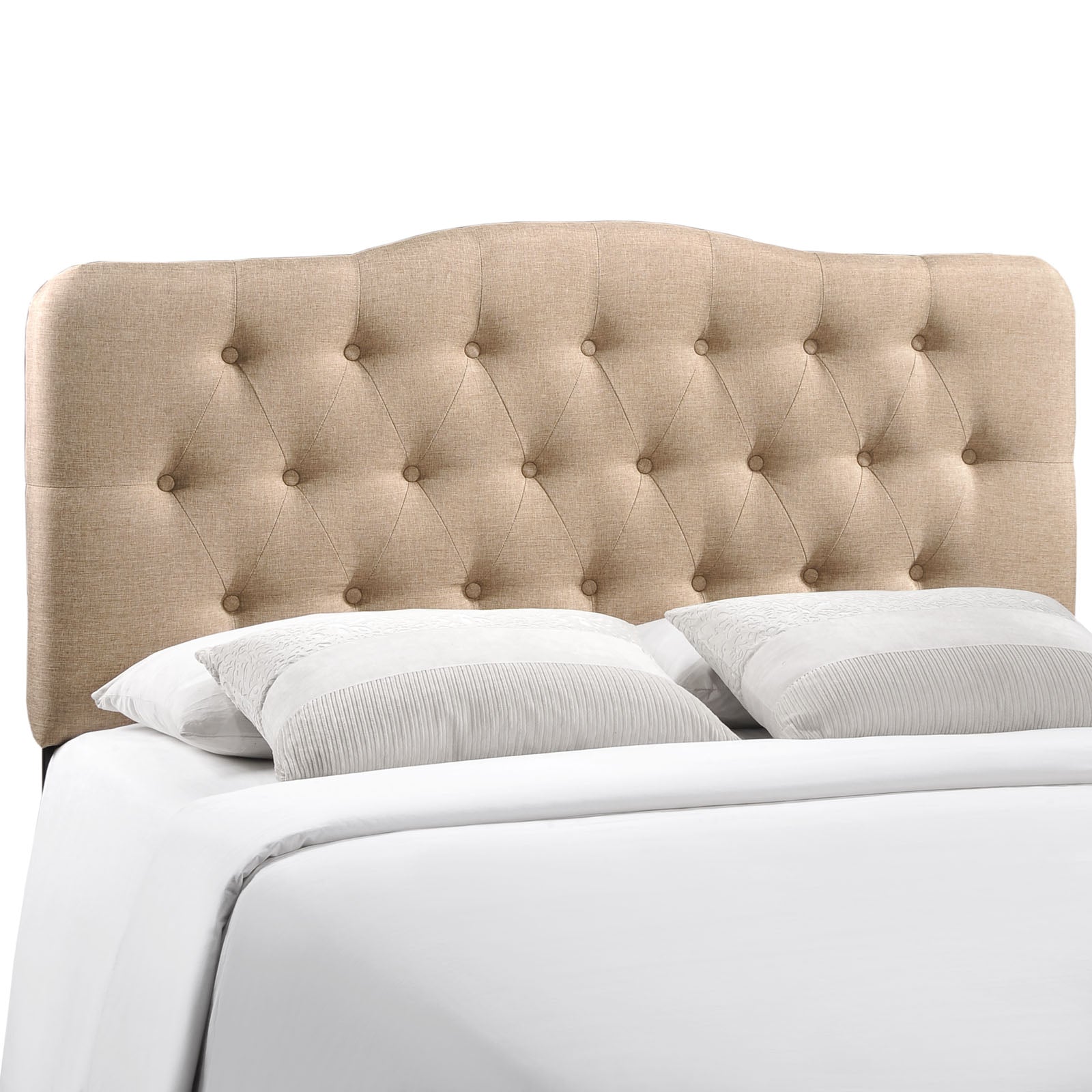 Annabel Upholstered Fabric Headboard - Queen Size Bed Frame Headboard with Nailhead Trim - Elegant Bedroom Decor for Master Bedroom & Guest Room