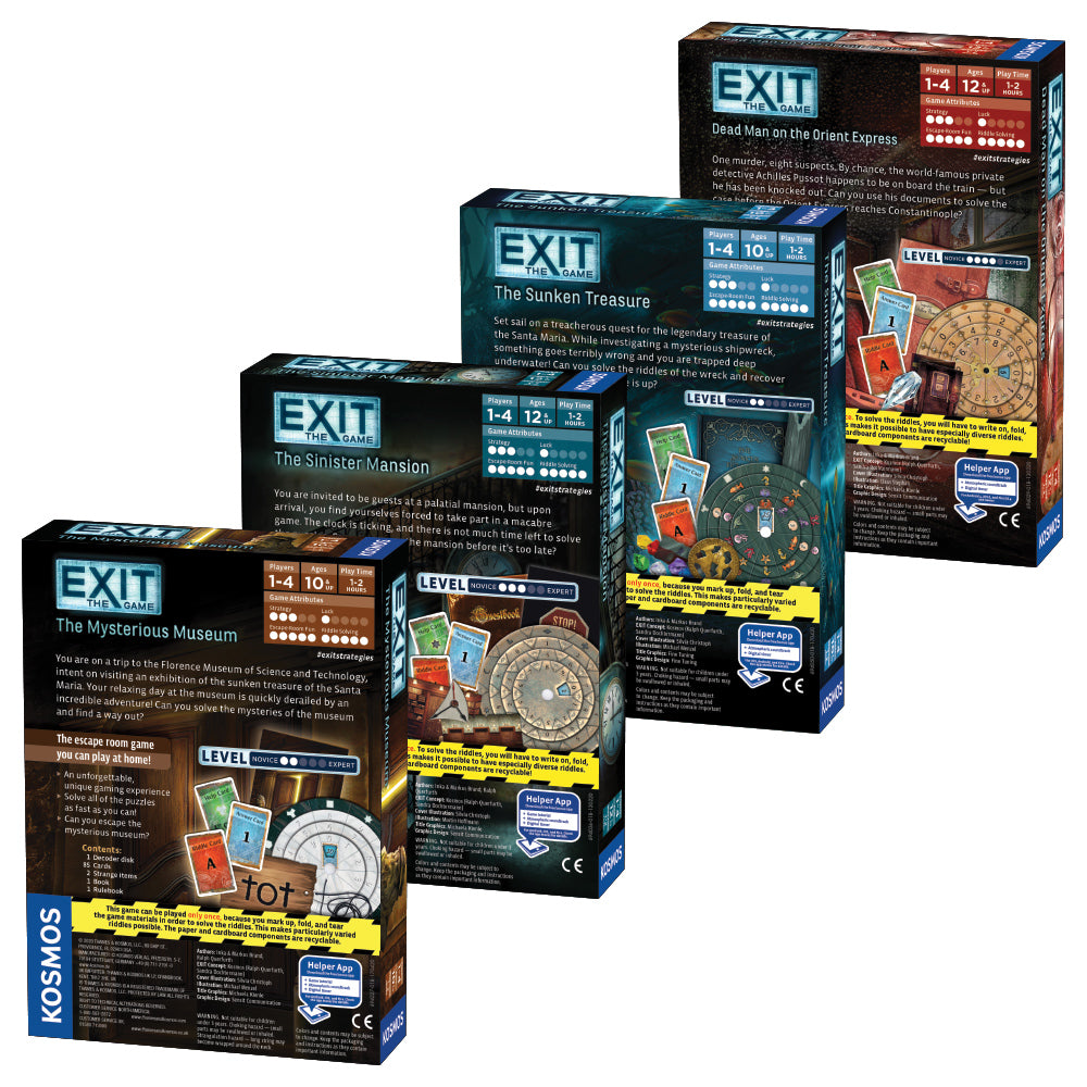 EXIT: The Game - Season 3 Four Pack | Escape Room Board Games Bundle: Dead Man on the Orient Express, The Sinister Mansion, The Sunken Treasure & The Mysterious Museum | Perfect for Family Game Nights & Party Entertainment