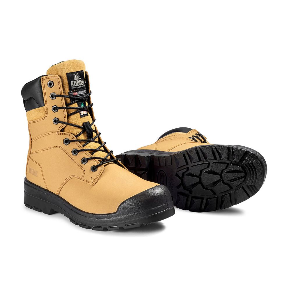 Kodiak Greb Men's 8 Steel Toe Work Boots - Safety Shoes for Construction, Warehouse & Outdoor Work - Wheat Brown Leather Work Boots KD0A4TH3FWE