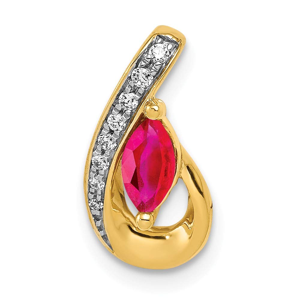 14K Solid Yellow Gold Diamond & Ruby Pendant Necklace (0.046cttw) - Elegant Jewelry Gift for Women, Perfect for Anniversaries, Birthdays & Special Occasions