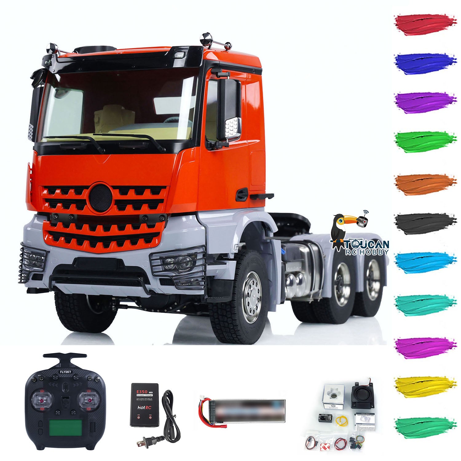 1/14 Scale 6x6 Metal Chassis RC Tractor Truck RTR Electric Car - 3 Speed Gearbox, Pre-Assembled & Painted Model for Off-Road Simulation & Hobby Racing (Ideal for RC Enthusiasts & Collectors)