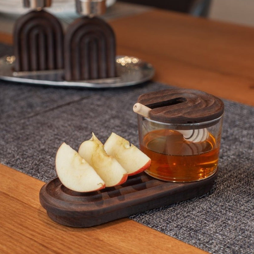 CDMX Design | Bruci Gaal Honey Pot - Elegant Ceramic Honey Jar with Wooden Dipper - Perfect for Tea, Coffee, Breakfast & Kitchen Decor