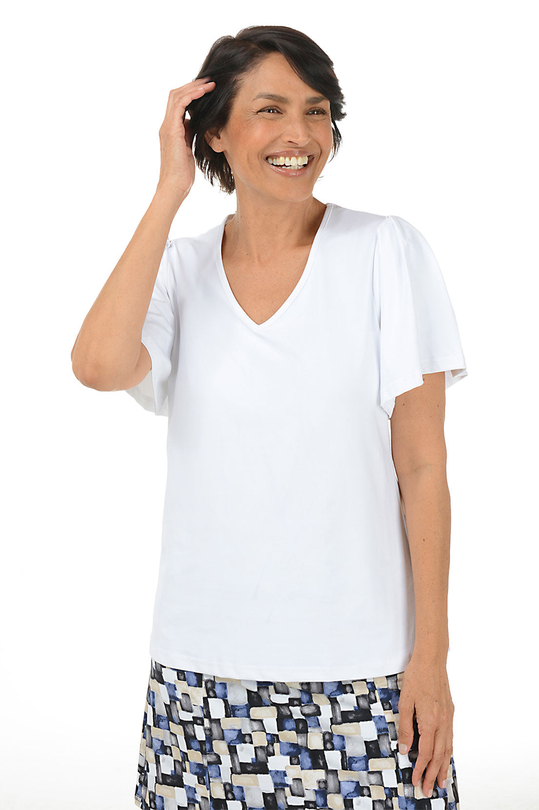 UPF 50+ Sun Protection Flutter Sleeve Top for Women - Lightweight Summer Blouse for Beach, Pool & Outdoor Activities