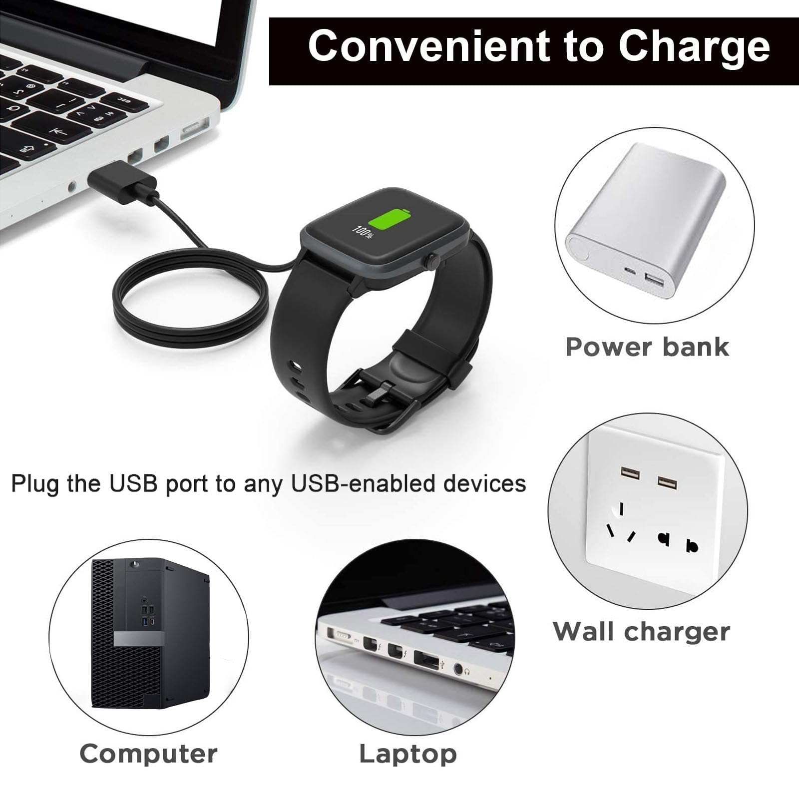 AlphaGear Delta PRO Smart Watch Magnetic Charger - USB Fast Charging Cable for Smartwatches | Perfect for Home, Office & Travel Use