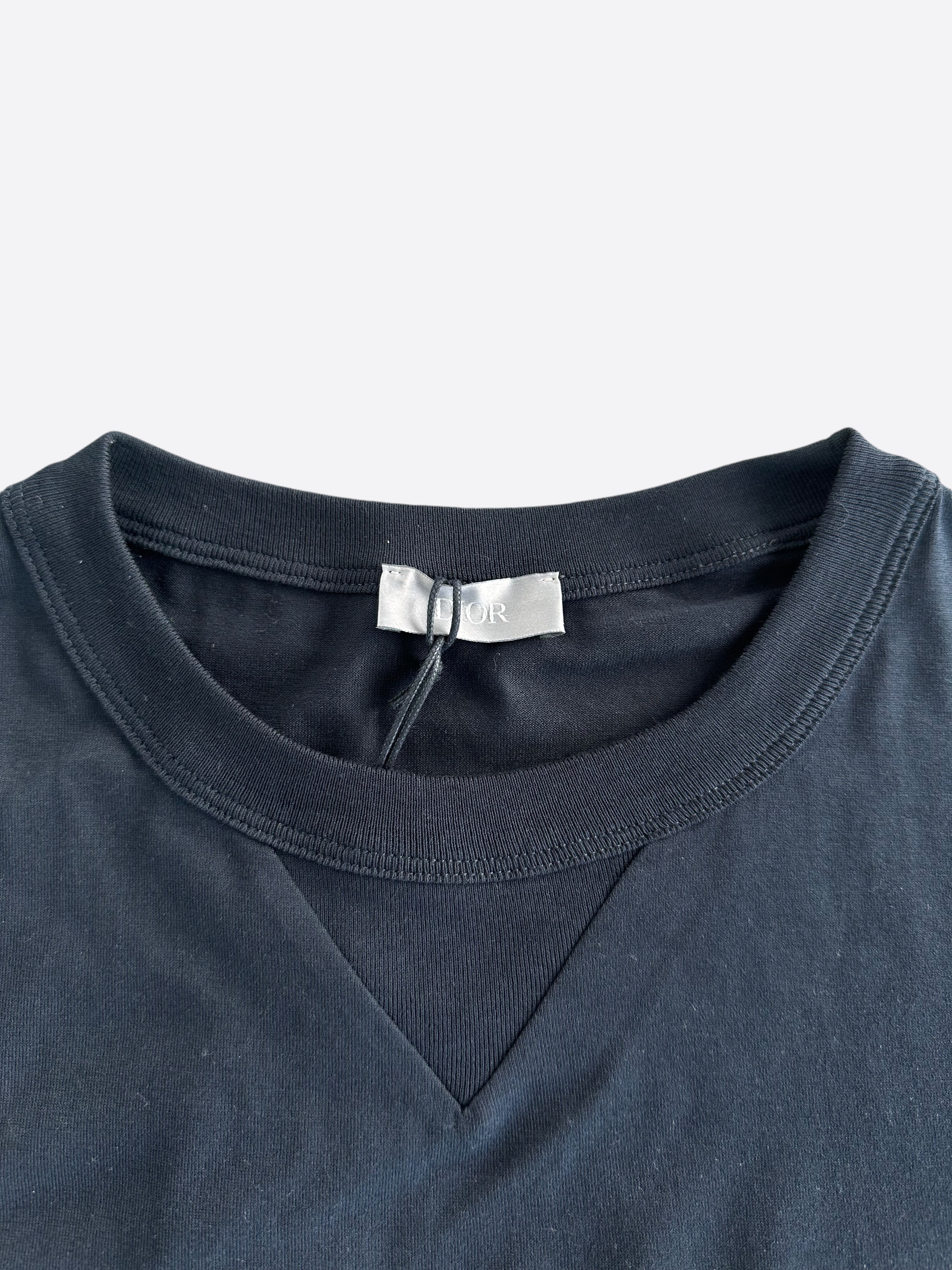 Dior Navy & White Embroidered Logo T-Shirt for Men - Luxury Casual Cotton Tee for Streetwear & Everyday Outfits
