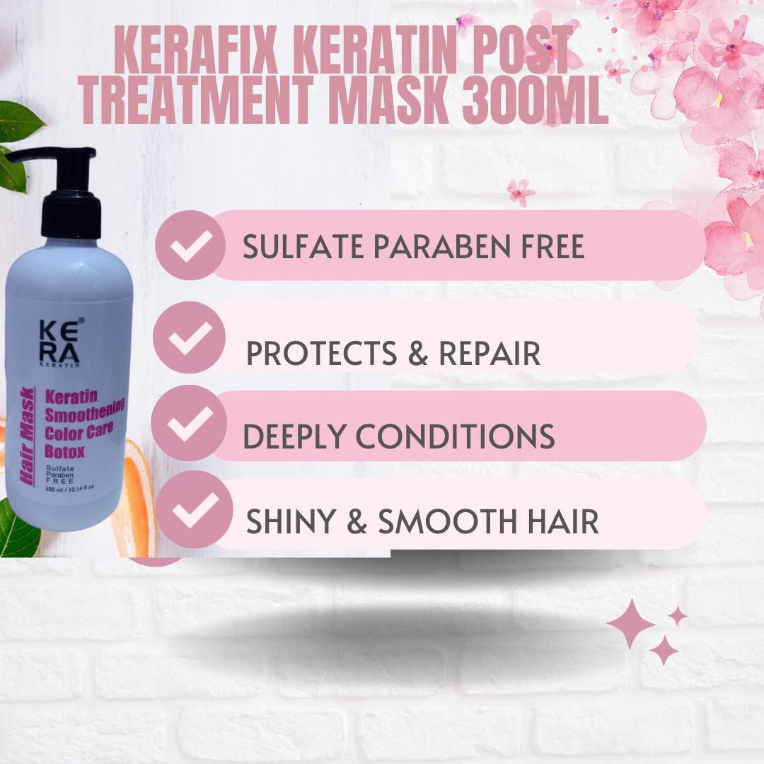 KERAFIX Keratin Post Treatment Shampoo & Mask Combo Pack of 2 - Repair & Strengthen Damaged Hair for Smooth & Shiny Results - Perfect for Salon-Quality Hair Care at Home