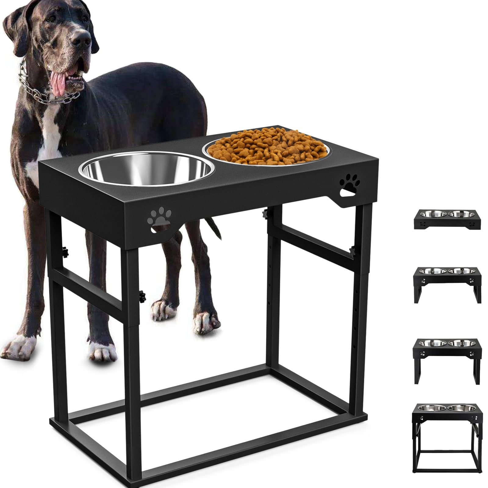 Stainless Steel Elevated Dog Bowls - Adjustable Height (2.75