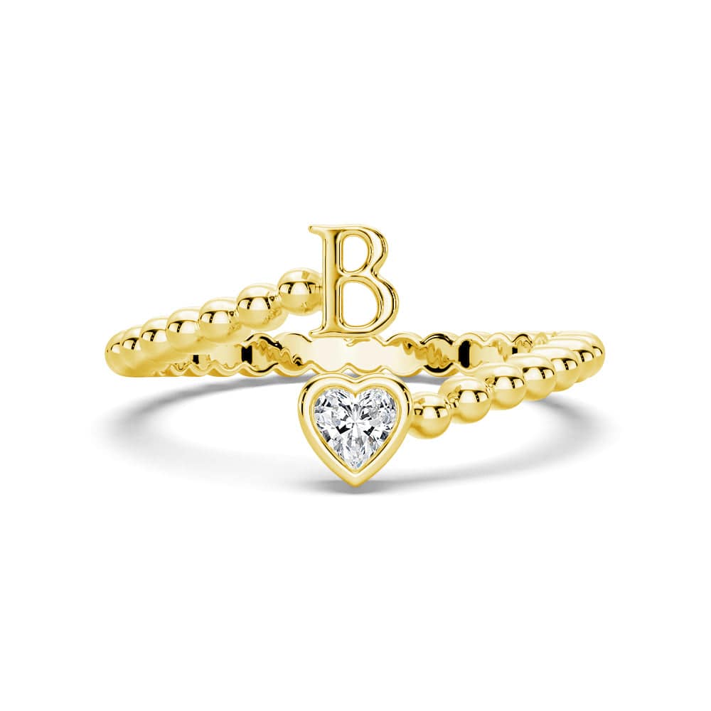 Lab Grown Diamond Personalized Initial Promise Ring for Women - Custom Engraved Name & Date - 14K Gold/Platinum/Silver - Perfect for Anniversaries, Engagements & Special Occasions