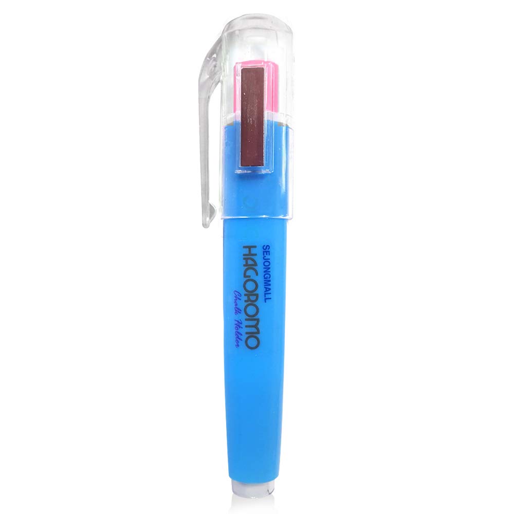 Hagoromo Magnetic Chalk Holder with Blue Body & Chalk - Perfect for Teachers, Students & Artists in Classrooms, Studios & Home Use