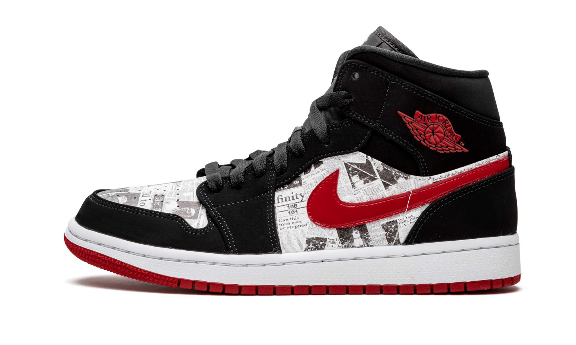 Nike Air Jordan 1 Mid SE Sneakers - Black/Gym Red/White - Men's Size 9.5 | Basketball Shoes & Streetwear Fashion for Casual Wear & Sports Performance