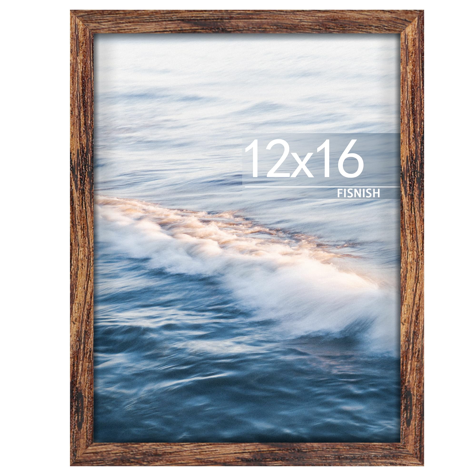 12x16 Brown Picture Frame - Classic Wooden Poster Frame for Horizontal or Vertical Wall Mounting - 1 Pack - Perfect for Home Decor, Office, Gallery & Gift Giving