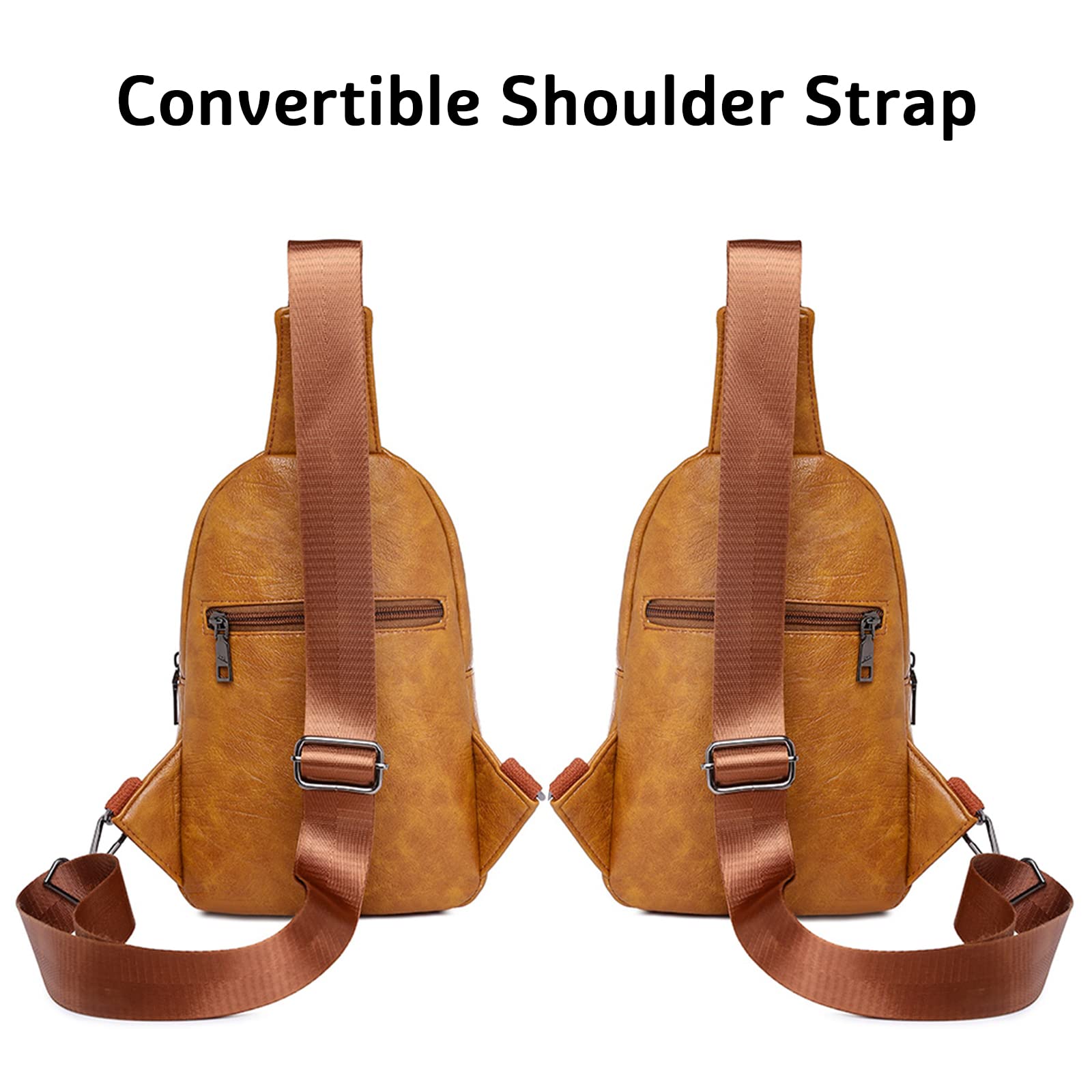 Waterproof Leather Sling Bag for Women - Fashionable Crossbody Chest Bag & Small Backpack Purse for Travel, Hiking, and Daily Use