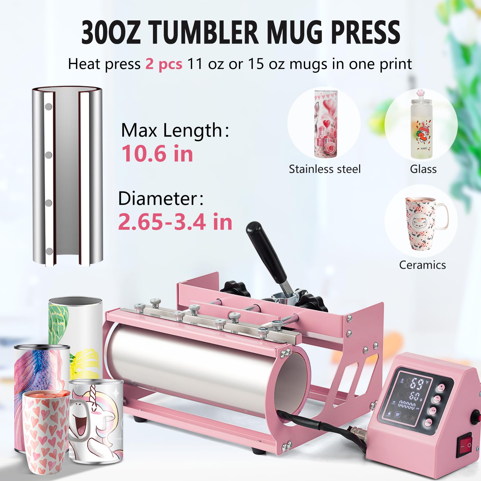 12x15 Inch 5-in-1 Heat Press Machine for T-Shirts, Hats, Mugs & Plates - Digital Sublimation Heat Transfer Press with 30oz Tumbler Attachment - Perfect for DIY Crafts, Custom Apparel & Small Business Printing