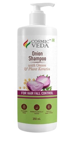 Cosmic Veda Onion Hair Growth Shampoo - Sulfate & Paraben Free, Controls Hair Fall for Men & Women (250ml) | Promotes Thicker, Healthier Hair - Ideal for Daily Use & Scalp Care
