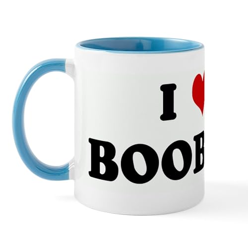 White/Blue Inside - I Love BOOBIES Mug