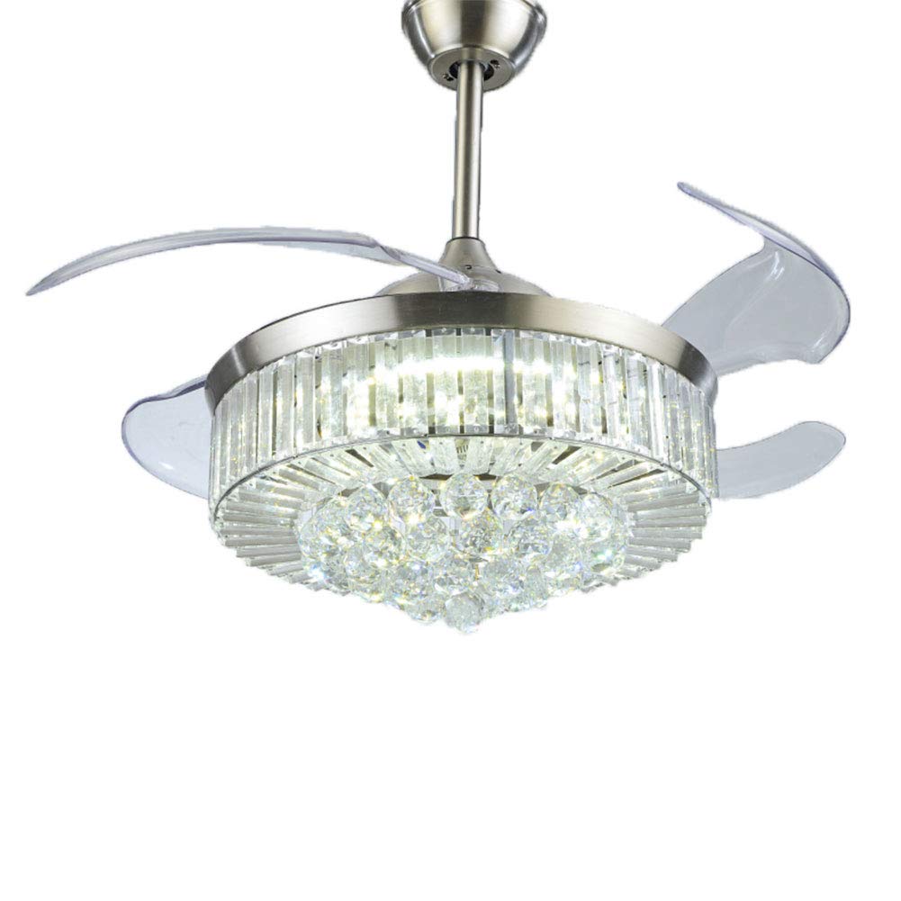 Dimmable Crystal Chandelier Ceiling Fan with LED Lights & Remote Control - 42