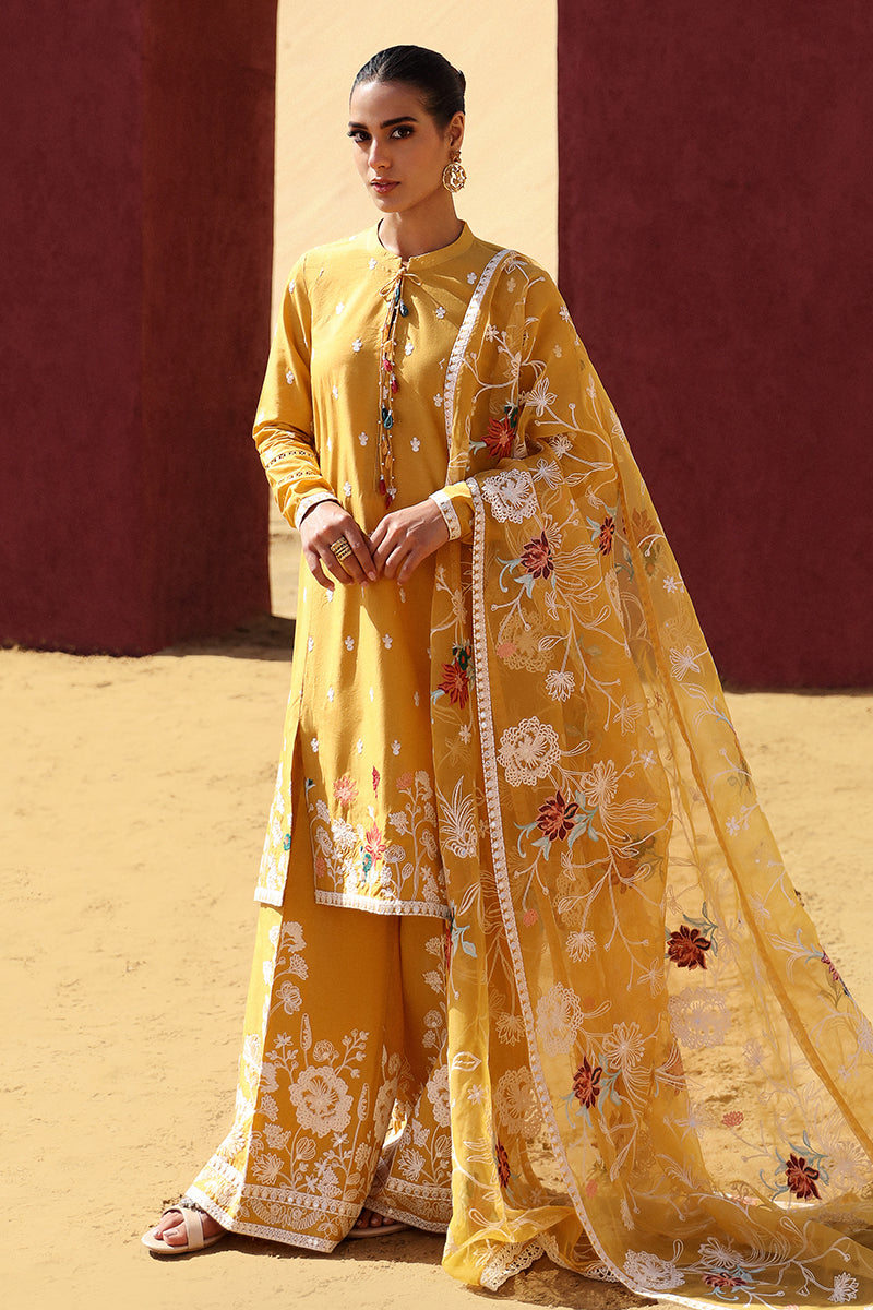 MAIZE OCHRE STITCH 3PC Embroidered Lawn Suit Set for Women - Elegant Summer Outfit for Parties, Weddings & Special Occasions