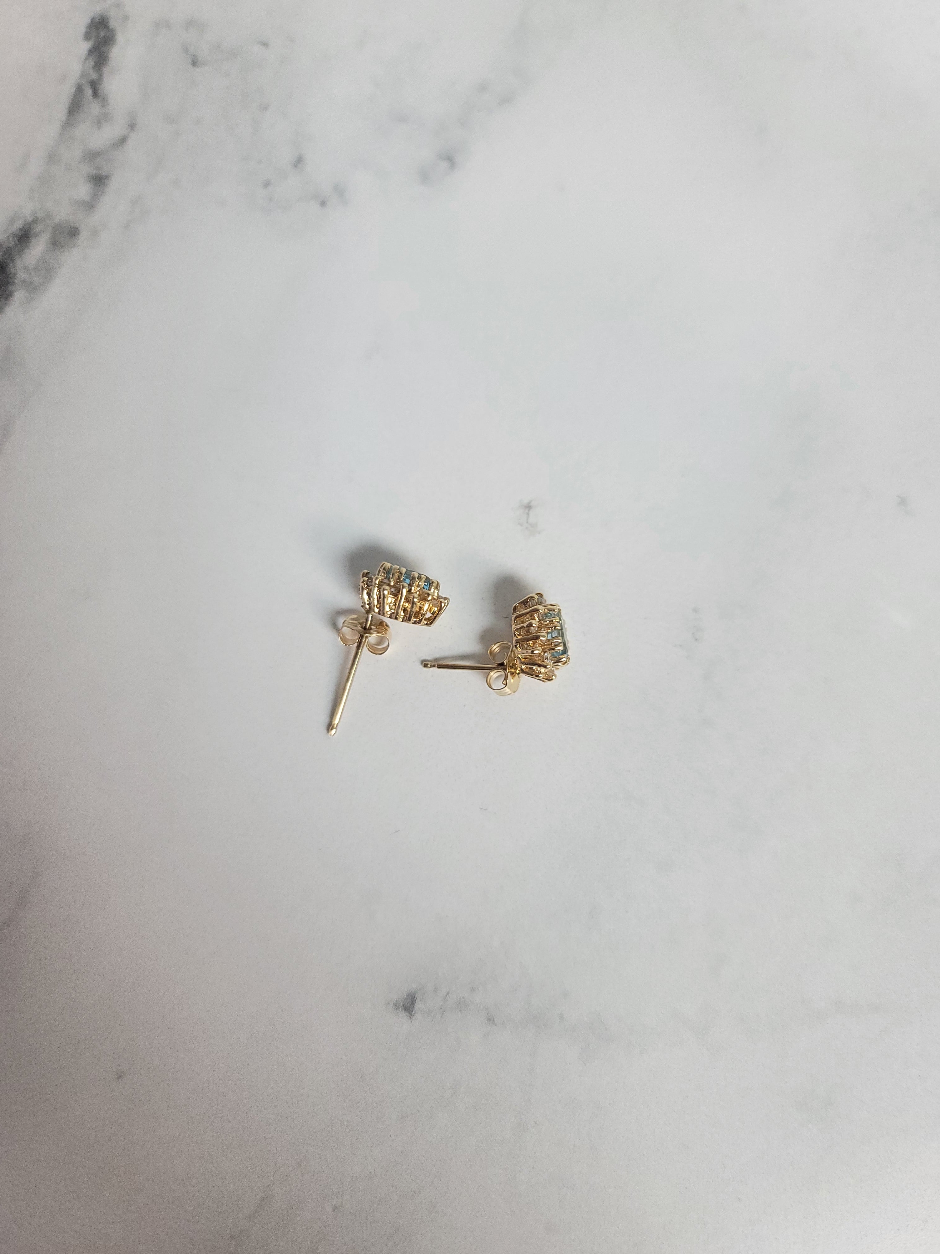14K Yellow Gold Blue Topaz Diamond Earrings for Women - Elegant Dangle Earrings for Parties, Weddings & Special Occasions