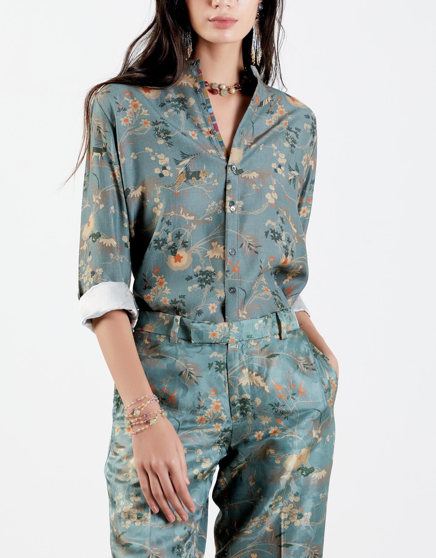 Premium Straight Fit Silk Damask Trousers for Women - Elegant Formal Pants for Office Wear & Special Occasions