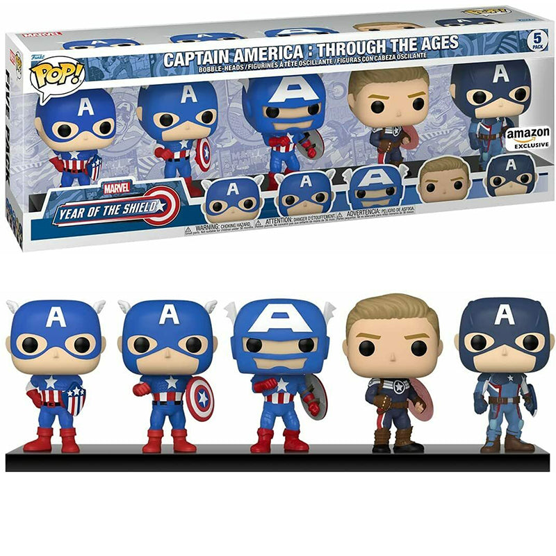 Captain America: Through the Ages 5-Pack Action Figure Set - Amazon Exclusive Collectible for Marvel Fans | Perfect for Display, Gifts & Comic Book Collections