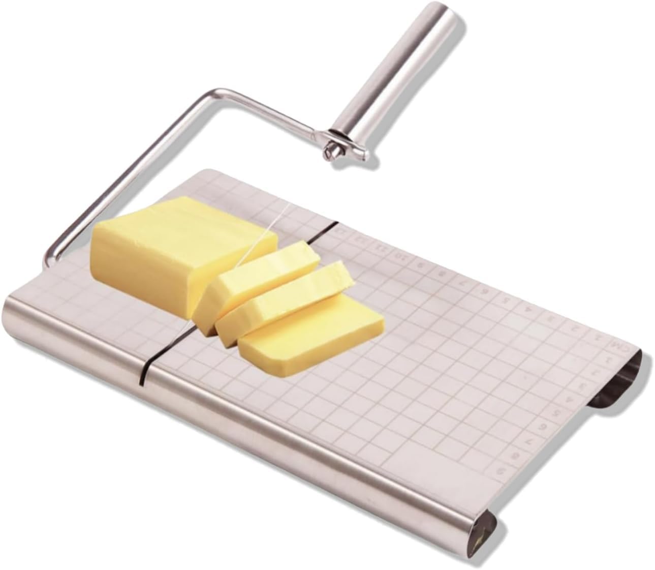 Premium Stainless Steel Cheese Slicer with 5 Wires - Heavy Duty Cheese Cutter Set Includes Metal Slicer & Cutting Board - Perfect for Hard Cheeses Like Cheddar, Gouda - Ideal for Home Kitchens, Restaurants, and Cheese Platter Preparation