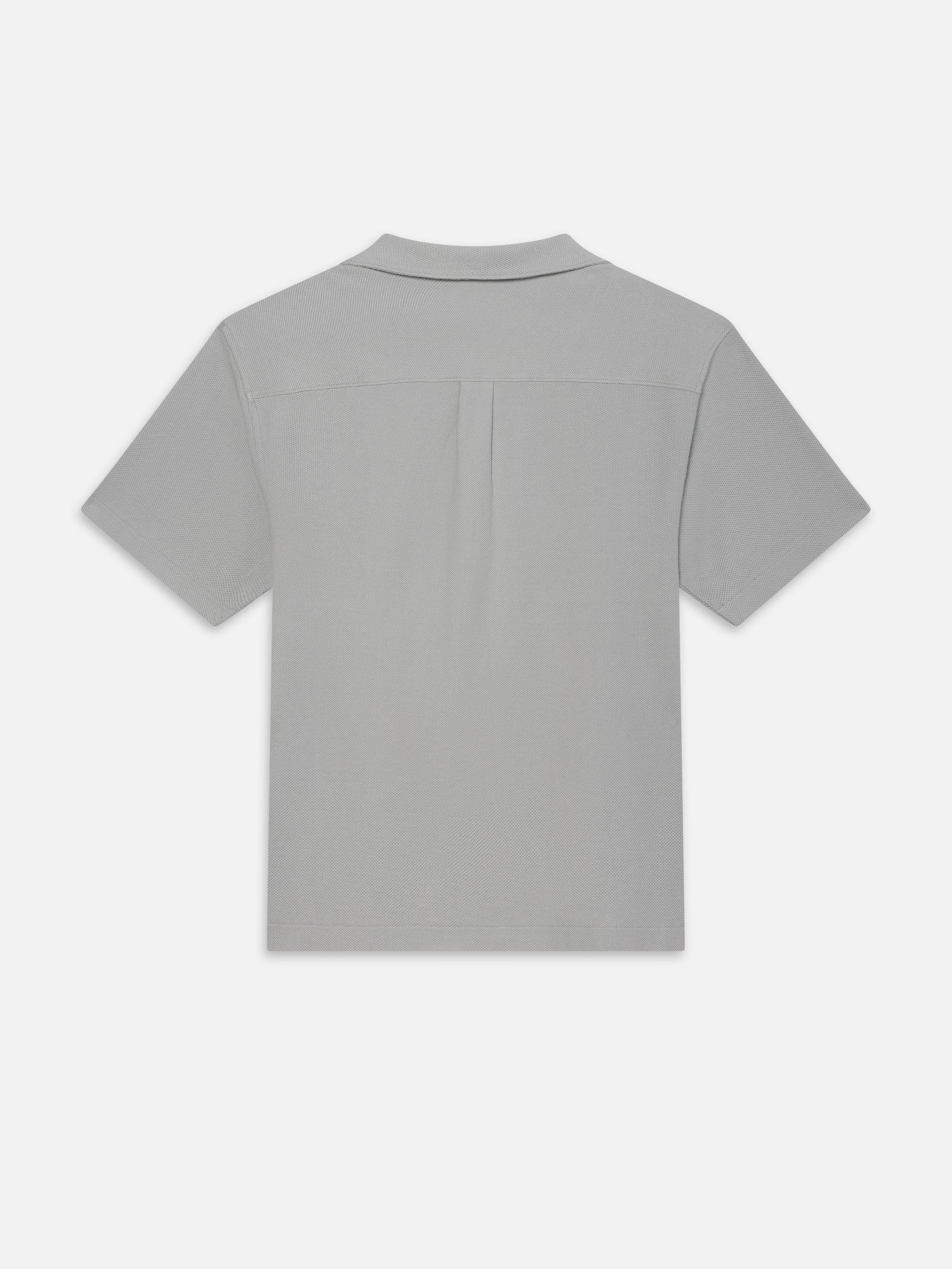 Stylish Jacquard Short Sleeve Relaxed Shirt for Men - Grey Blue Casual Wear for Summer Outings & Beach Vacations