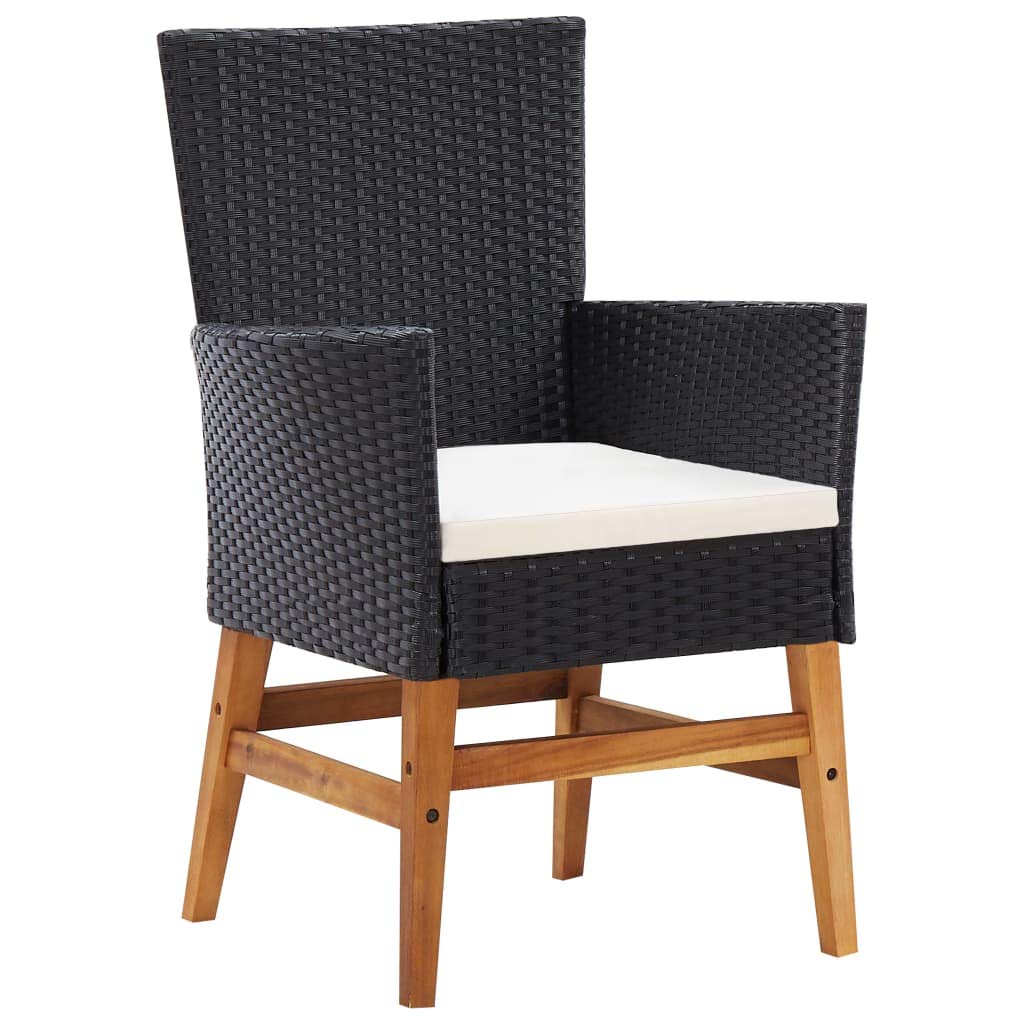 9-Piece Outdoor Patio Dining Set with Acacia Wood Table & Cushioned Chairs - Waterproof Poly Rattan Garden Furniture for Backyard, Poolside & Terrace Dining