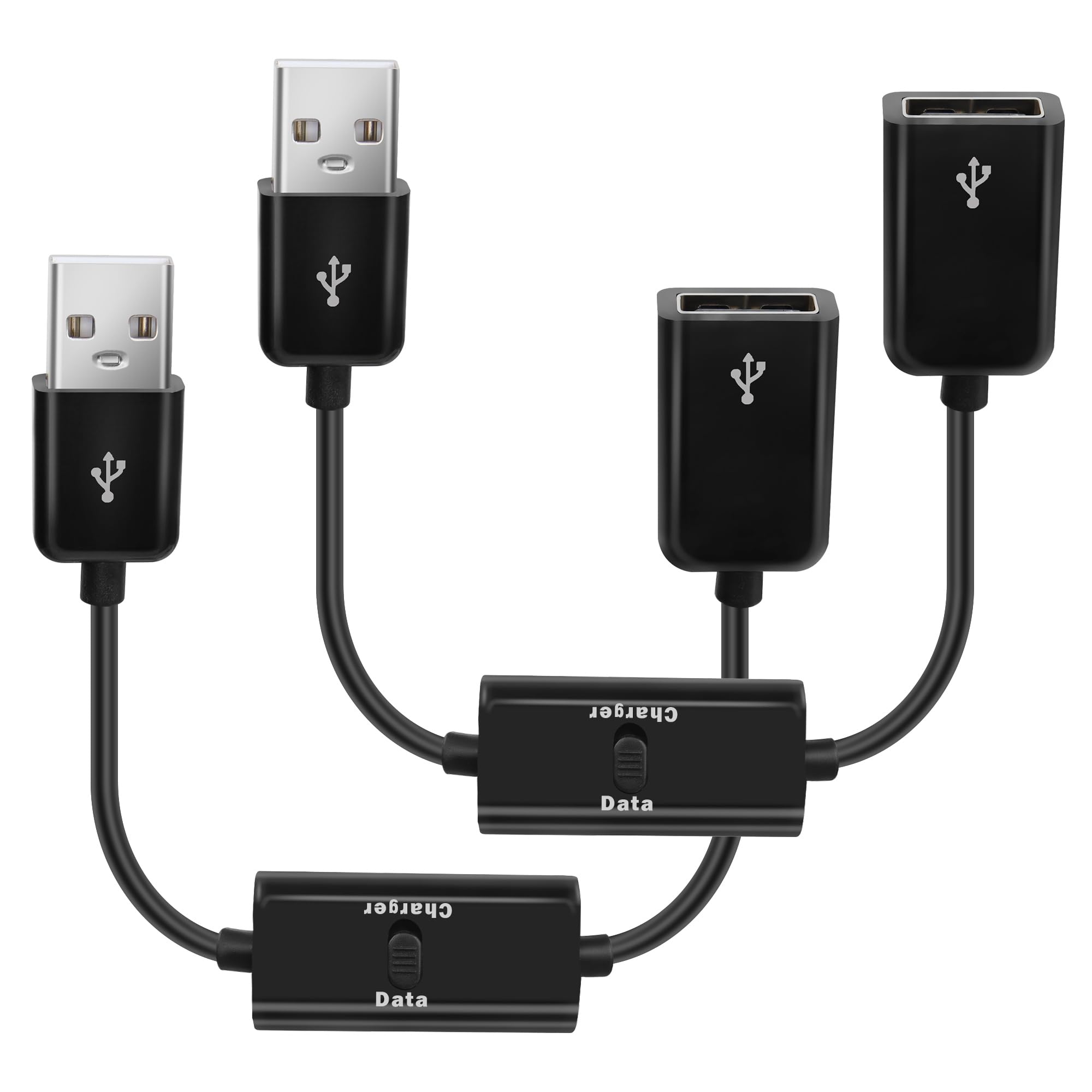 GELRHONR 2-Pack USB Switch Cable, Male to Female On/Off Extension Cord for Data & Power (22cm) - Perfect for USB Fans, LED Strips & Computer Accessories