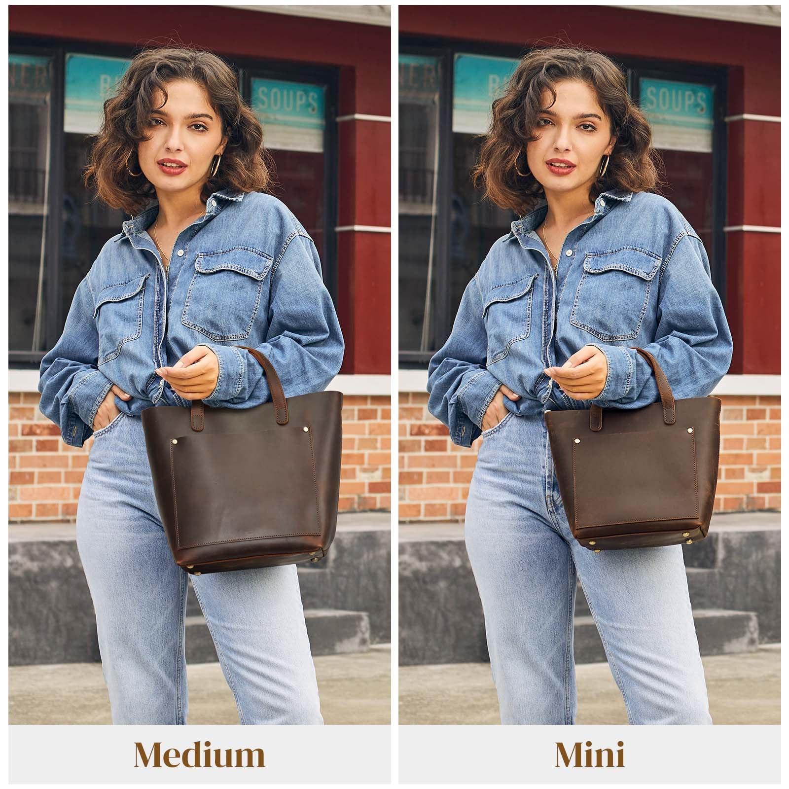 S-ZONE Genuine Leather Mini Crossbody Bag for Women - Stylish Tote Satchel with Top Handle, Shoulder Strap & Inner Pouch - Perfect for Work, Travel & Everyday Use