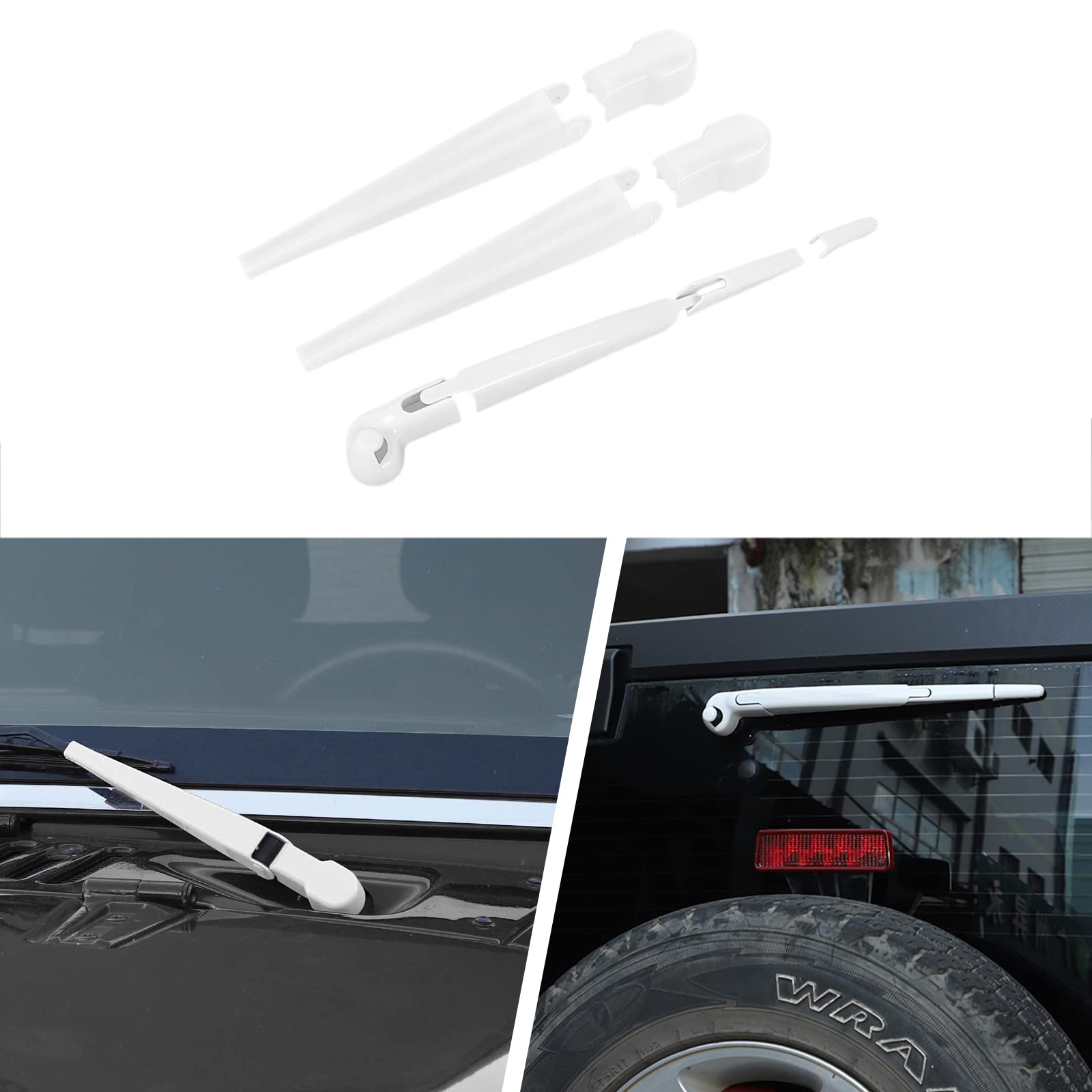 Kowsoo ABS Front & Rear Window Wiper Blade Trim Kit Cover for Jeep Wrangler JK 2007-2017 - White | Weatherproof Protection & Enhanced Style for Off-Road Adventures