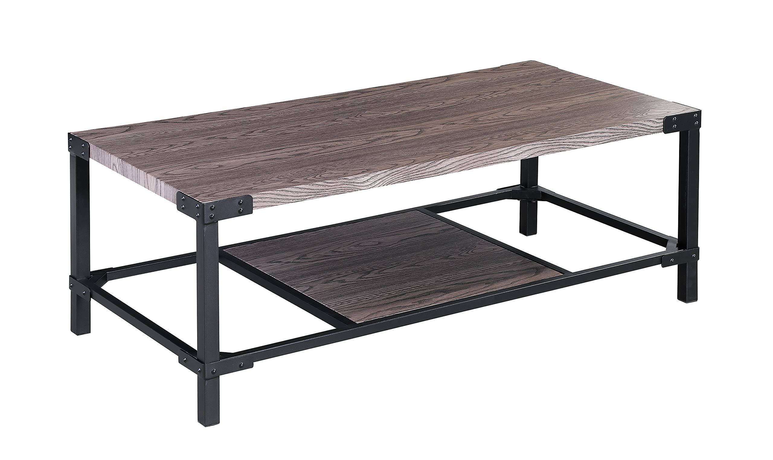Davee Modern Coffee Table - Walnut Finish Rectangle Wood & Metal Frame - Stylish & Durable Living Room Furniture for Home Decor