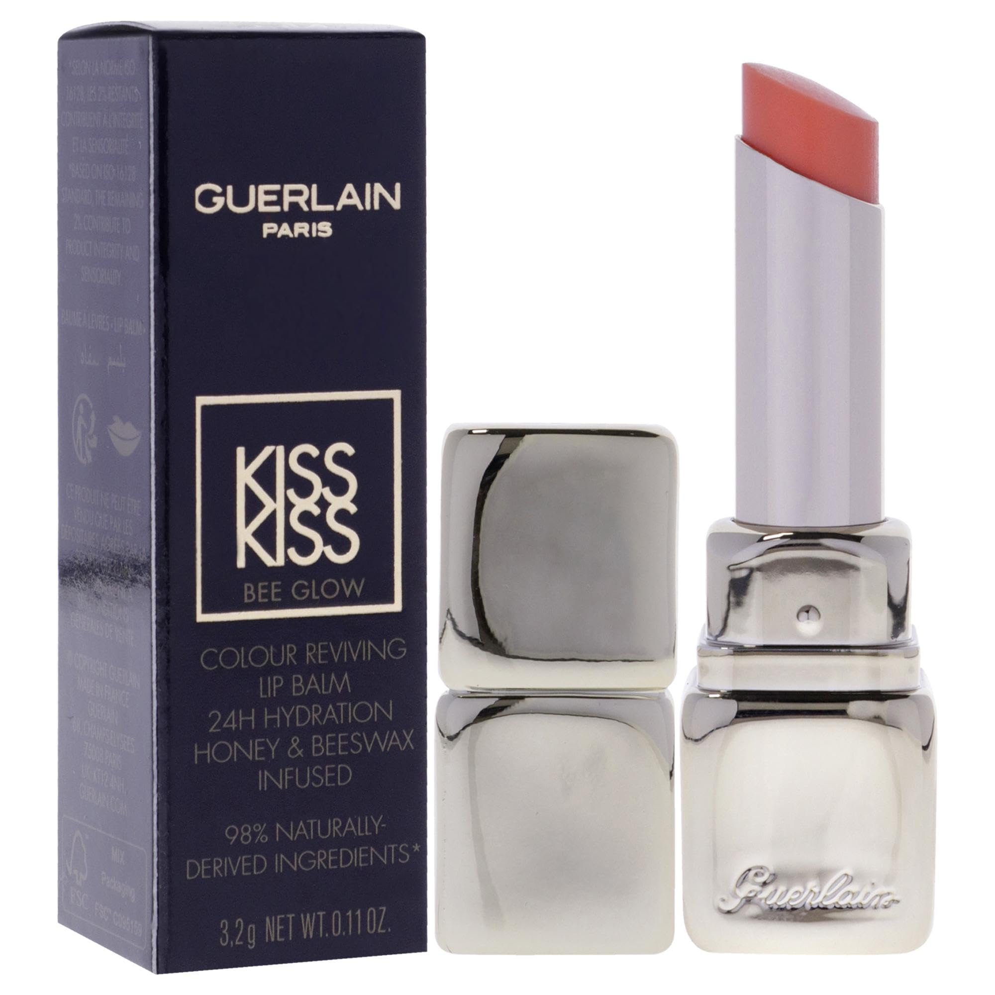 Guerlain Kiss Kiss Bee Glow Lip Balm - 319 Peach Glow Hydrating & Shiny Lip Care for Women (0.11 oz) - Perfect for Daily Moisturizing & Natural Makeup Looks