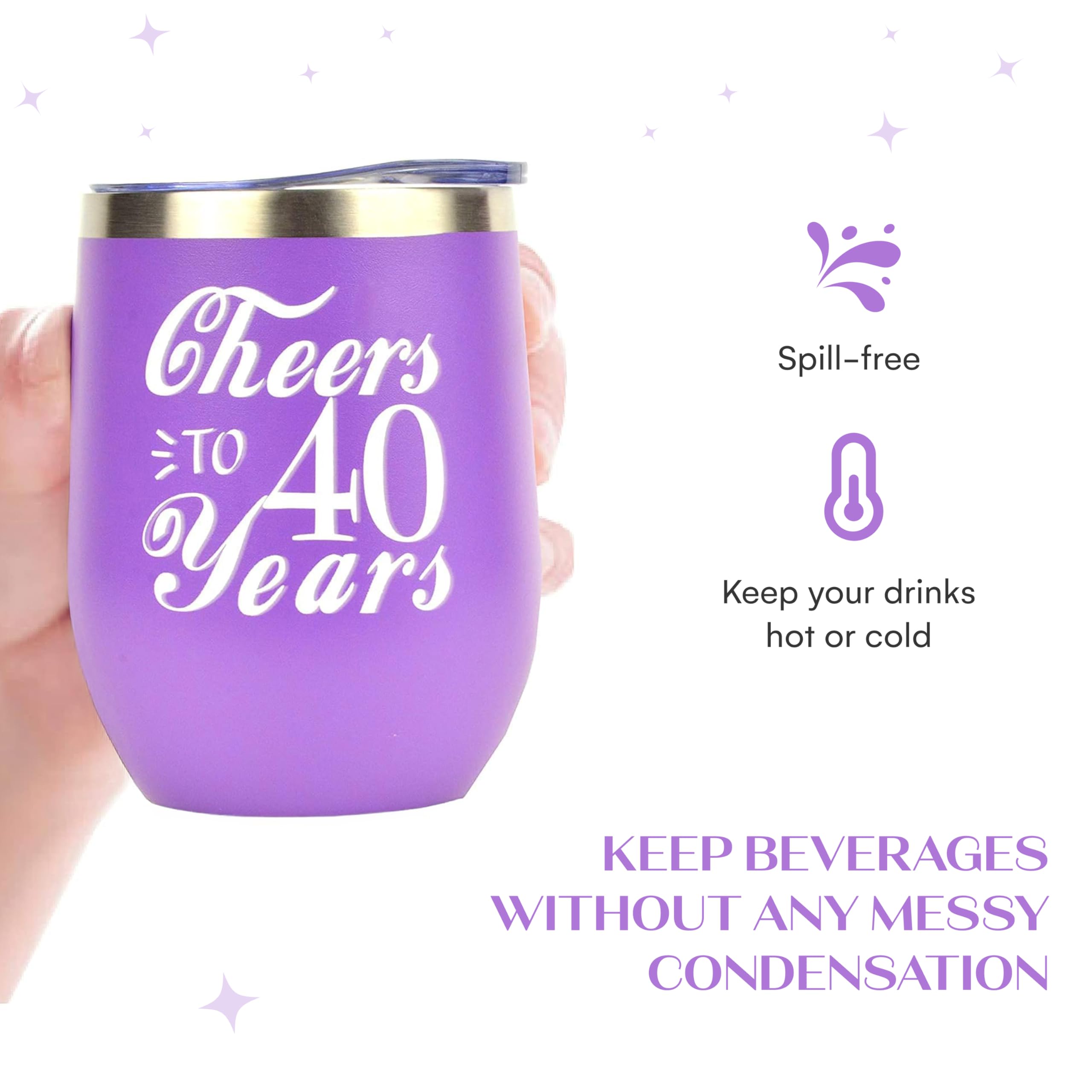 MEANT2TOBE 40th Birthday Gifts for Women - Insulated Tumbler Cup with Lid & Straw, Personalized 40th Birthday Decorations & Party Supplies - Perfect Gift for 40 Year Old Woman, Mom, Wife, Sister - Great for Office, Home, Birthday Parties & Daily Use